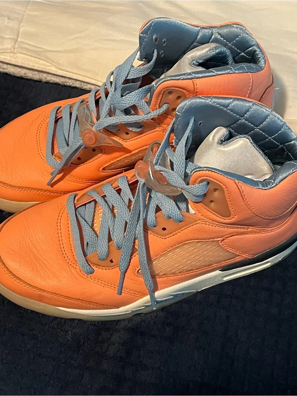 Nike Orange and Light Blue Men's High-Top Sneakers